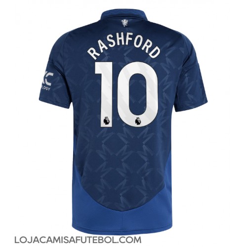 Camisa de Futebol Manchester United Marcus Rashford #10 Equipamento Secundário 2024-25 Manga Curta